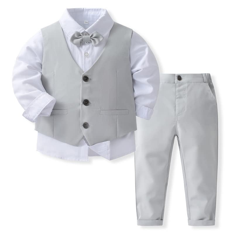Boys' Suits Gentleman's Tie Pants Set, Kids Formal Dress Shirt for Toddler Wedding Outfits