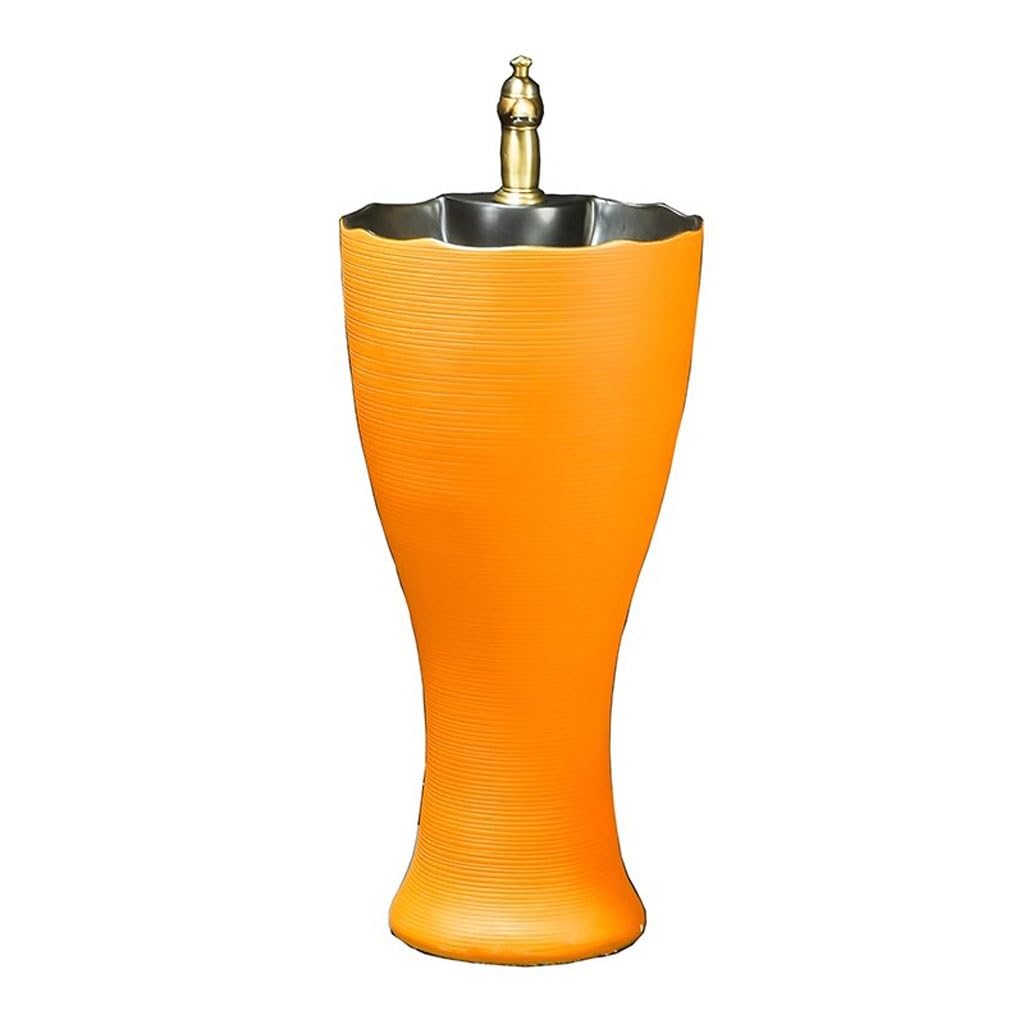 AYCDL Pedestal Sink Hotel B&B Art Ceramic Column Washbasin Villa Courtyard Floor-Standing Washbasin Bathroom Pedestal Sink