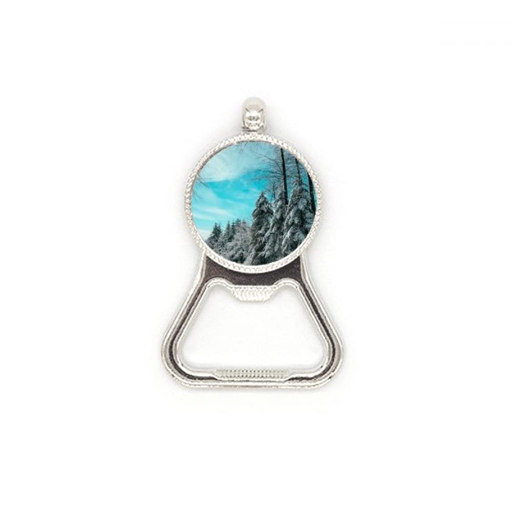 Décapsuleur en acier inoxydable bleu ciel avec motif nuages de pin style Art Déco