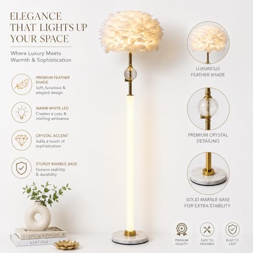 Image of Premium Decorative LED Floor Lamp & Glass Art Collection - Modern FlloNight Light - Unique Aesthetic Home Gift (Liora)