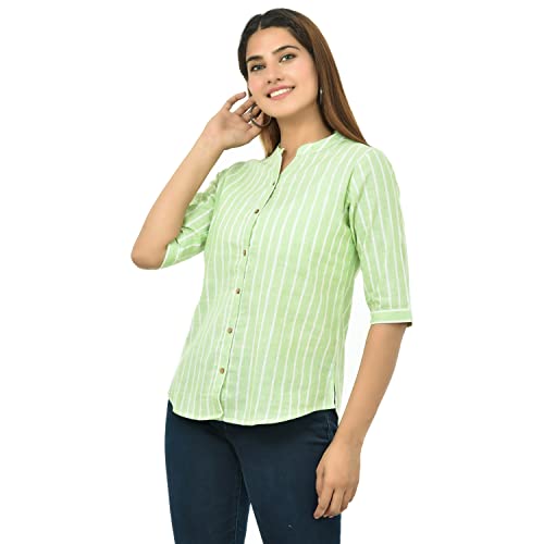 Image of Women /Girls Cotton Stripe Regular Fit Shirts Pack of 2