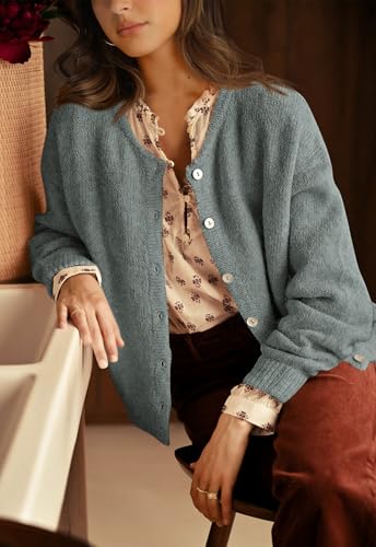 Image of PRETTYGARDEN Long Sleeve Crewneck Button Down Womens Sweaters Fall Open Front Chunky Cardigan Sweaters for Women 2026