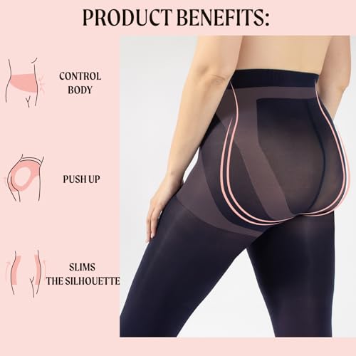Image of CALZITALY Opaque Shaping Tights | S, M, L, XL, XXL, 3XL, 4XL | Blue, Black | 80 DEN | Made in Italy