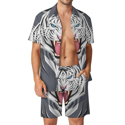 Chemise Hawaïenne Homme Blanche ensemble short pantalon de plage vêtement été 2 pièces S