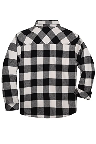 Image of COEVALS CLUB Men's Flannel Shacket Casual Button Snap Sherpa Quilted Lined Premium Jacket Shirts