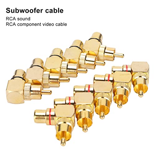 10 peças RCA direita, macho para fêmea cobre banhado a ouro Cinch 90 Grad Angle adaptador grau L tip