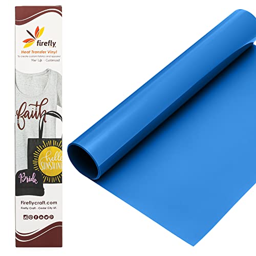 Firefly Craft Neon Blue Heat Transfer Vinyl - HTV - Heat Press Vinyl for Shirt Transfers - Iron on Fabric Sheets - Yellow, Pink, Orange, Green, Blue or Bundle Options - 1 Piece (12