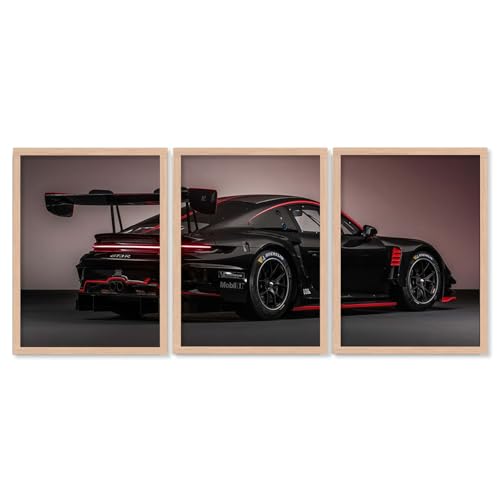 Image of TASVEE Car wall posters | set of 3 wall frames | posters for wall | Wall Decoration for Bedroom, Living Room & Office | Best Gift for Boys & Car Lovers (A2, LARGE 13X17, Framed)