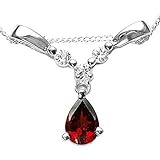  Silber Collier/Kette mit Granat u.Weißem-Topas Anhänger 1,09 Karat