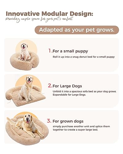 Muttros UAS13-AWW195BG-XL Dog Bed Large Sized Dog, Fluffy Dog Bed Couch Cover, Calming Large Dog Bed, Washable Dog Mat thumb #8