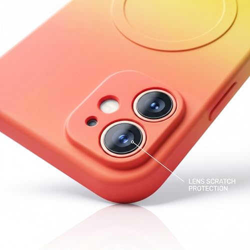 Image of amazon basics Gradient Mag-Safe Case for iPhone 11 | Soft Silicone Shockproof Cover with Camera Protection | Slim Lightweight Design | Smooth Touch & Durable - Orange & Yellow