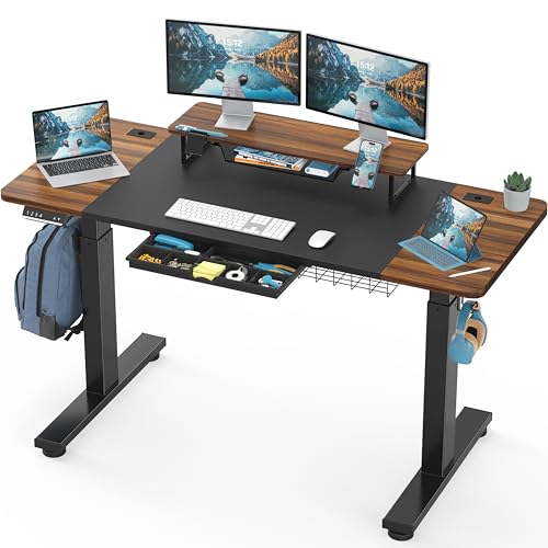 SHW 62-Inch Electric Height Adjustable Standing Desk with Monitor...