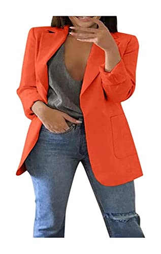 Veste de costume femme coupe mince orange à bouton et poches