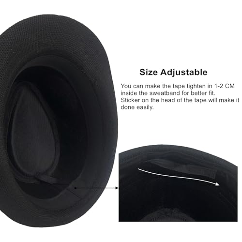 Image of 5 Pack Bulk Cuban Fedora Sun Hats Men with Adjustable Strap, Short Brim 1920s Unisex Party Costume Hats Women.