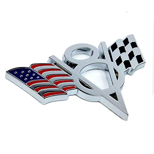 HIGGER 1Pcs 3D Metal V8 Bandiera degli Stati Uniti Moto Car Sticker Logo Distintivo dell'emblema Car Styling per Auto