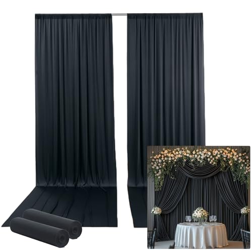 10ftx14FT Wrinkle Free Black Backdrop Curtain for Wedding Parties