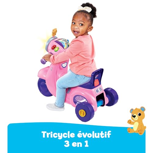 Porteur Scooter Interactif Rose VTech : apprenez à bébé l'équilibre sans risque de chute