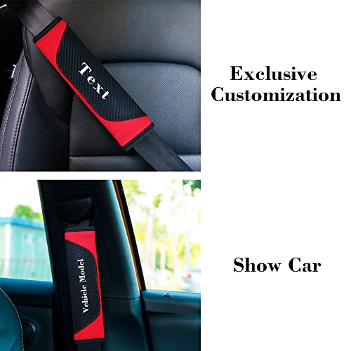 Mvjaa Custom Txt,Car Seat Belt Cover,Carbon Fiber Leather Safety Belt Cover Pad,Customized Seat Belt Shoulder Pad Protective Sleeve(Red) #TOP5