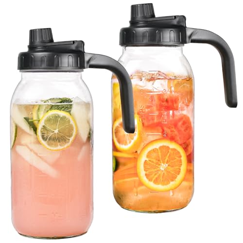 64oz Mason Jar Glass Pitcher Lid – Leak-Proof Wide Mouth