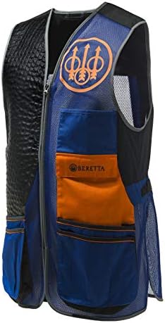 Beretta Men's Standard Breathable Competition Comfort Fit Two Tone Sporting Vest, Blue Black/Orange, Large