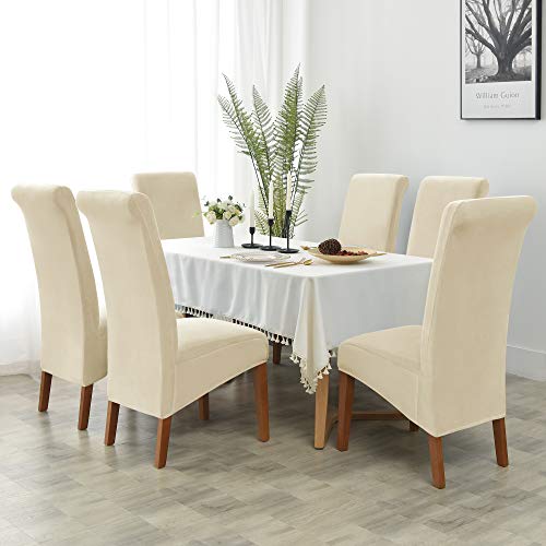 Milaran Velvet Large Chair Covers For Dining Room, Soft Stretch Seat Slipcovers For Large Dining Chair, Washable Removable Parsons Chair Protector,Set Of 2,Cream #TOP1