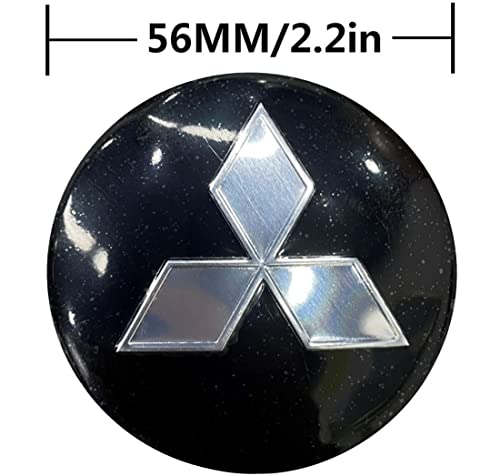 Cjzy 4 Pcs 56Mm Wheel Center Cap Sticker Wheel Emblem Badge Logo Stickers Wheel Hub Caps Center Cover Abs Material Fit Wheel Center Accessories(Mitsubishi,Black-Silver) #TOP2