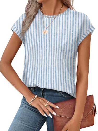 Image of Alaroo Womens Summer Tops Short Sleeve Shirts Crew Neck Cute Trendy Tunic Blouses (S-3XL)