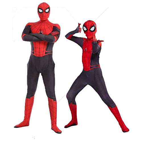 AZITEKE Spider Man Superhero - Cosplay Costume Adulte Enfants Spider-Man Halloween Costume Combinaison (Rouge, Kids-L)