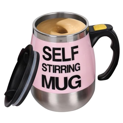 Generisch Taza automática de café agitadora, 400 ml, de acero inoxidable, funciona con pilas, taza de café eléctrica con agitación automática, para té con leche, bebidas en polvo, hogar, oficina