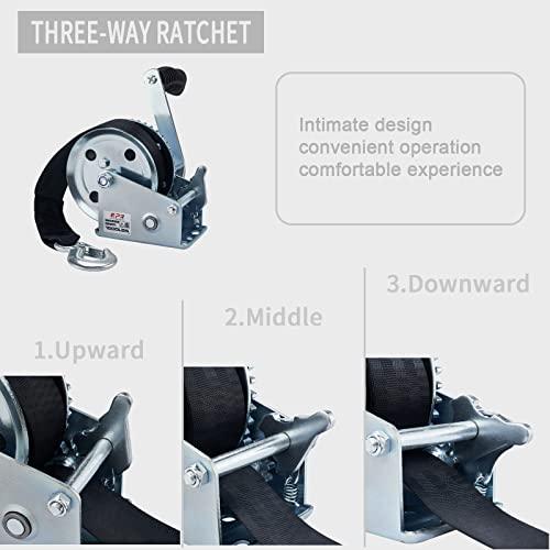 OPENROAD Boat Winch 1500lbs Hand Winch,for boat trailer Towing Winch, With 26ft Black Strap and Brake ratchet… - Image 4