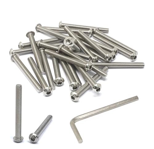 iexcell 25 Vis Inox 304 M6 x 55mm Pas 1mm Tête Bombée Alvéolée