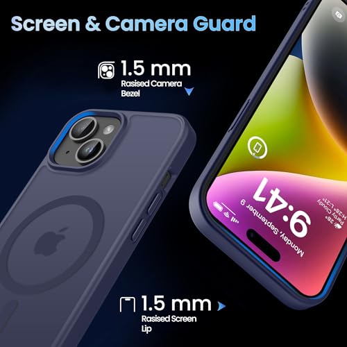 Image of CACOE Magnetic Case for iPhone 13 & iPhone 14 6.1 inch, Dark Blue