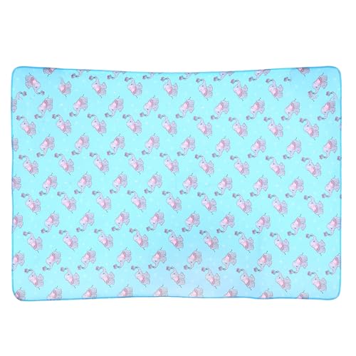 Image of AHC Baby Printed Quick Dry Fleece Elephant Print Sheet Bed Protector (Size: Large; 100 x 140 cm; Blue)