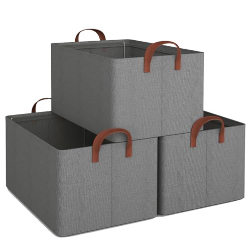 iEGrow Aufbewahrungsbox, 3er Set, faltbare Stoffbox mit Griffen,...