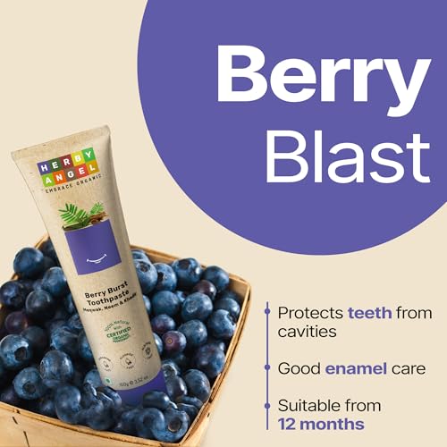 Image of Baby Toothpaste Berry Burst - Herbal Kids Oral Care with Neem, Khadir & Meswak | Promotes Strong Teeth & Healthy Gums | Fluoride Free,Organic & Safe for Toddlers -100gm (Pack of 3)