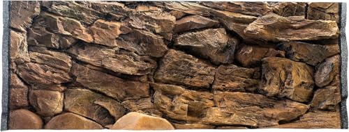 WYSKONT Aquarium Rückwand 3D Lesbos - Aquarium Hintergrund - Aquarium Zubehoer - Hintergrund - Aquarium Deko - 117x45 cm für Aquarium 120x50 cm - braune Farbe - Aquarium Groß