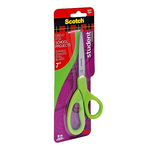 Scotch Student Scissors, 7-Inch - Blue, Green, or Purple, Colors May Vary (1407S-MIX) - image 3