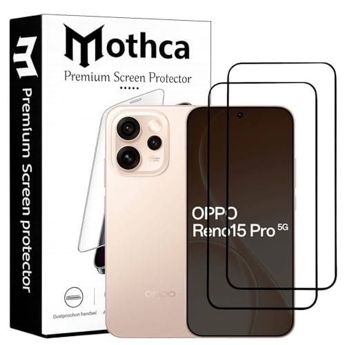 Image of Mothca Gorilla Tempered Glass Screen Protector for Oppo Reno 15 Pro | Black | Pack of 2 | Edge-to-Edge Coverage | Scratch Resistant | Easy Installation Kit