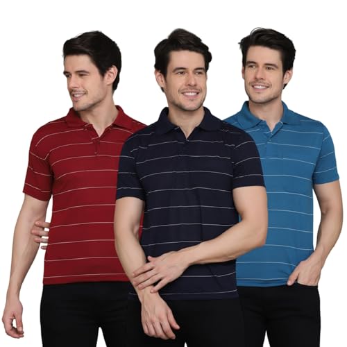 Image of INKKR Striped Polo Neck T-Shirt Dora Combo