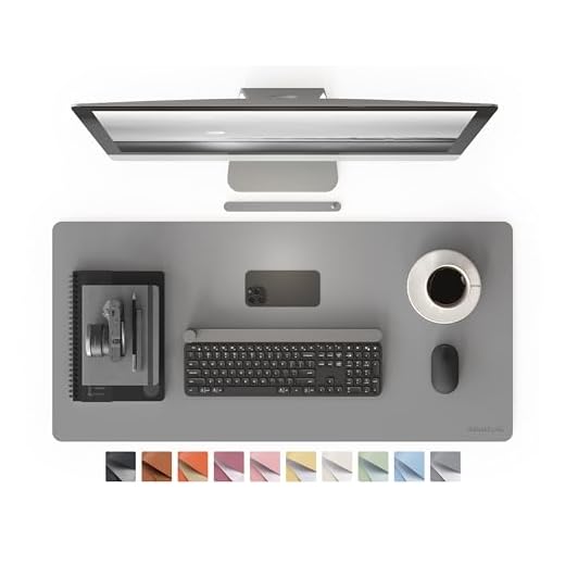 RENMTURE PU Mouse Pad, Faux Leather Large Desk Pad, Home Work Office Accessories, Non-Slip Desk Mat, Waterproof Gaming Pad Desk Blotter (36"x17", Gray)