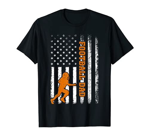 Retro Vintage USA American Flag Football Dad Father's Day T-Shirt, Black