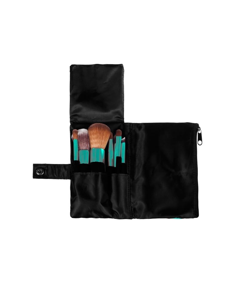 Neve Cosmetics Travel Brush Set in Handy Cosmetic Bag with Zip Pouch, Aqua Makeup, 7 Unità (Confezione da 1) - Image 3