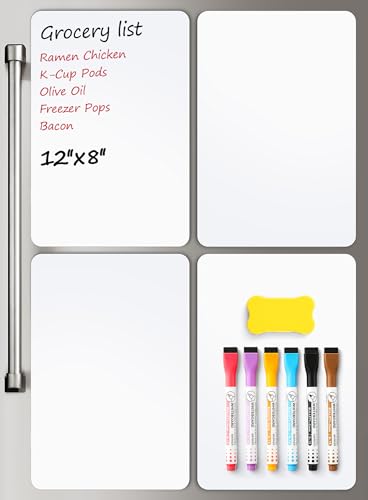 4 PACK Magnetic Dry Erase Board Sheet for Fridge, 12