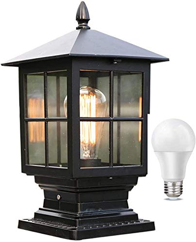 UYZ Luces de Poste Impermeables para Exteriores, lámpara de jardín IP65 Vintage Lámpara de Poste de Aluminio E27 Antigua, Farol de jardín Lámpara de Pilar de Poste de jardín, Luces de Poste de t