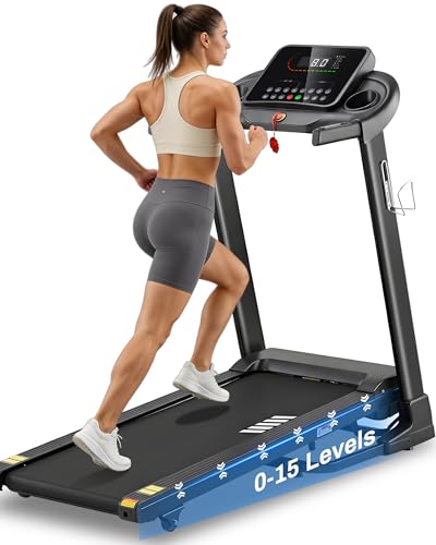 ATEEDGE Treadmills for Home with 15% Auto Incline, 3.0HP Folding Running Machine, 300 lb Capacity, Shock Absorption, Bluetooth App, Space Saving Design