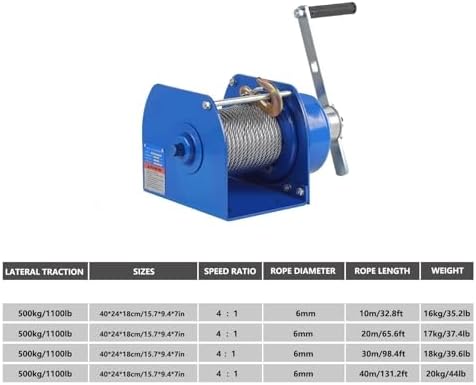 Manual Trailer Winch 22:1 Gear Ratio for Boat Trailers Heavy-Duty 20m Steel Cable Ideal for Towing and Hauling Reliable and Durable Pulling Solution