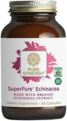 PURE SYNERGY SuperPure Echinacea Extract | 60 Capsules | Made with Organic Ingredients | Non-GMO | Vegan | Triple Extract Echinacea Supplement
