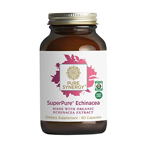 PURE SYNERGY SuperPure Echinacea Extract | 60 Capsules | Made with Organic Ingredients | Non-GMO | Vegan | Triple Extract Echinacea Supplement