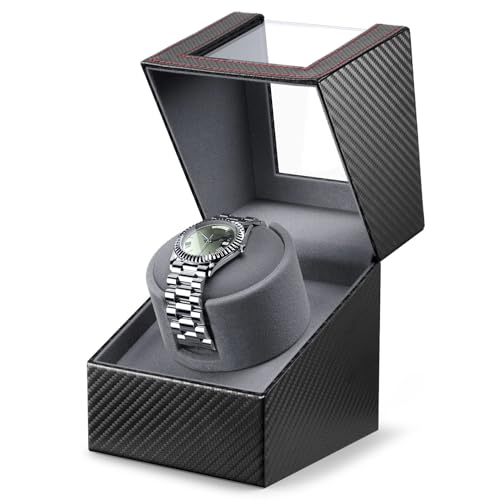 Image of Automatic Watch Winder with Japanese Motor - Silent Adjustable Rotation, Premium PU Leather Exterior and Soft Flexible Watch Pillows, Gift for Him, Christmas Gift 2025