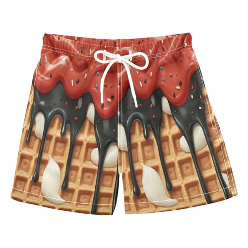 Boccsty White Glaze Red Black Ice Cream Boys Swim Trunks Baby Kids Swimwear Summer Toddler Beach Board Shorts 2T